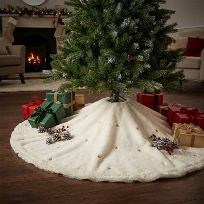 Cobertura P� �rvore Natal Bege com Estrelas �90cm