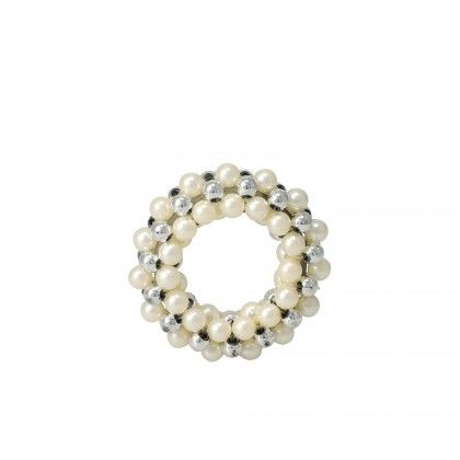 Argola Guradanapo Contas Prateado�7X2cm