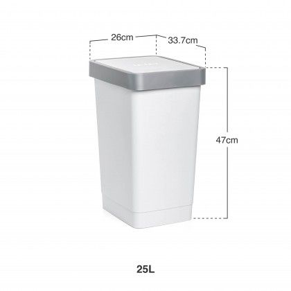 Balde Lixo com Tampa Basculante Smart Branco 25L