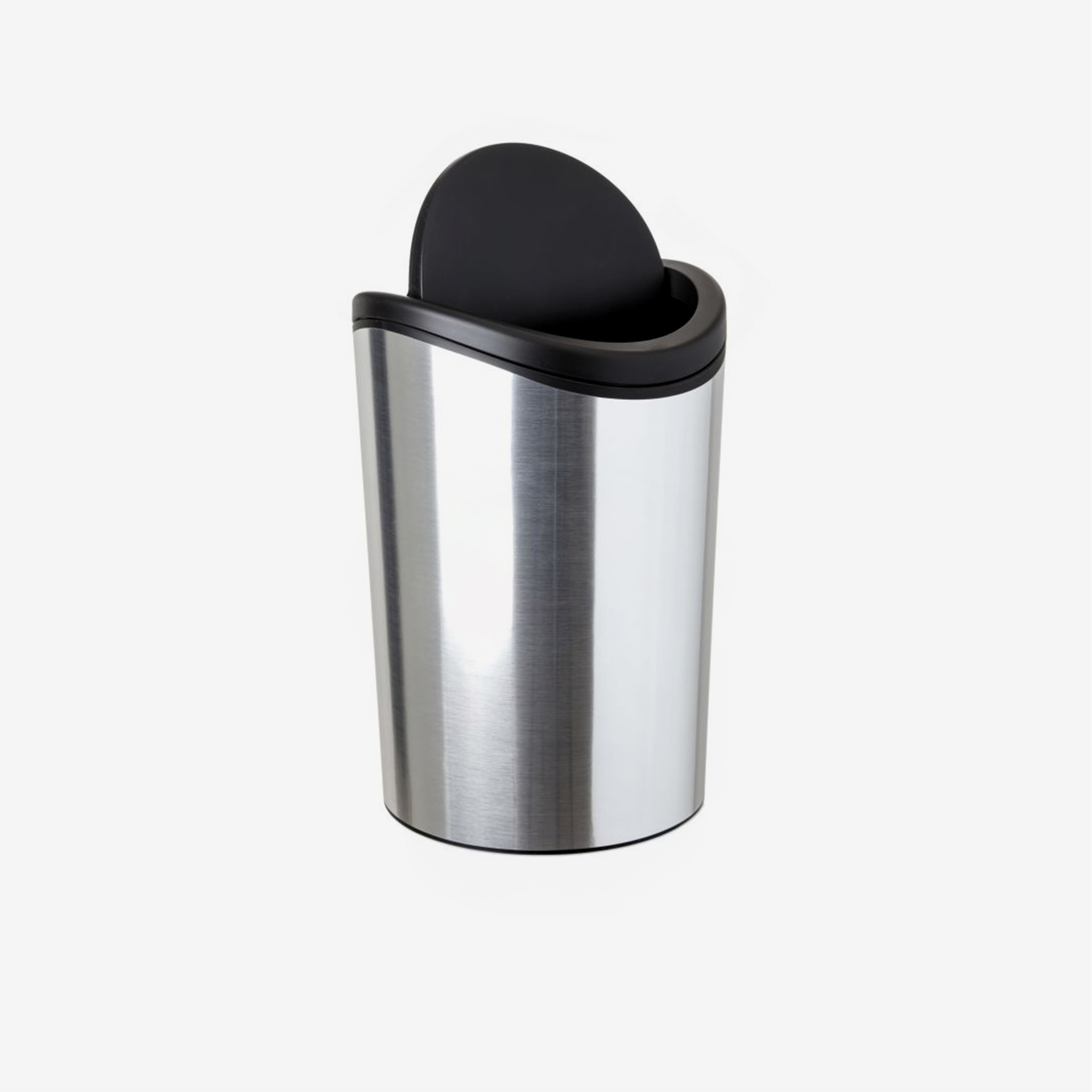Balde WC com Tampa Basculante Standard Prateado 6L 19X28cm