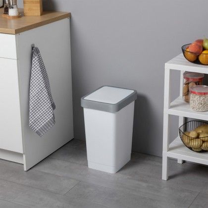 Balde Lixo com Tampa Basculante Smart Branco 25L
