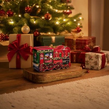 Lata Biscoitos Trem De Natal Com Toffees Lata Biscoitos Trem De Natal Com Toffees
